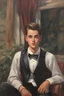 Placeholder: british gentelman dashing teen going to prom cartoon oil painting portrait