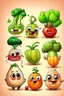 Placeholder: 6 different vegetables in cartoon cute way mimalist