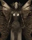 Placeholder: gothic, steampunk delicate metal woman, moth, wings, black background