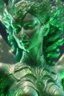 Placeholder: transparent olivine beauty queen Seraph, in green fire chrome casino, high detail, 8k, cinematic, depth of field, art