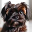 Placeholder: short dog with dark brown fur, dark brown eyes