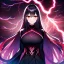 Placeholder: Clear focus, 8k, high quality, detailed, beautiful lighting, vibrant colors, black long hair, vibrant red eyes, girl, lightning magic