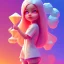 Placeholder: isometric clean art of super cute girl poster, soft lighting, soft pastel gradients, high definition, 3d icon clay render, blender 3d