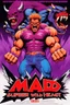 Placeholder: mad crazy wild super head fuked title with movie poster title:Austin super beast, monster full body muscles more angry and more 90s style, angry fast, extreme, wild, so so angry, tough sexy red and purple background with 90s style slashes