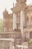 Placeholder: An animation close up drawing of a palace with a king and queen standing on a balcony