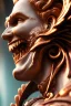 Placeholder: a very close up side profile image of an evil angel, smiling,8k quality, supper realistic