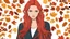 Placeholder: Autumn, fall man. Beautiful young woman with red hair and autumn leaves in her hair