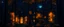 Placeholder: a huge library in forest with fireflies and orange mystic lights around trees that have wide leaves and broad trunked. At night with moon light.