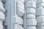 Placeholder: White plastic 3d abstract geometric forms like 3d texture realistic light ci fi artstation style, futuristic building facade, 16K, ultra realism. day lighting