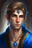 Placeholder: a wealthy half-elf young man with pointy ears and blue eyes, wears lots of jewelry, kind face