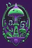 Placeholder: aliens ufo smoking massive purple green black smoking bong ufo logo crest outline