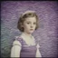 Placeholder: Disney aurora, purple fur, striped wallpaper, old autochrome