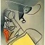 Placeholder: drawn in single line by Nicolai Blatter with hatch with parallel wavy lines metal engraving with spanish man dance procession in salvador dali style or picasso style