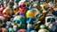 Placeholder: a picture of a dark, comedic, anatomically correct wall of colorful tightly packed skulls of varying sizes and expressions, photo realistic, insanely meticulous, highly detailed, part of a collection of bones on display, 64k, dystopian, vray