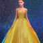 Placeholder: Glittery rainbow ball gown, full view