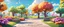 Placeholder: Background: beautiful colorful city park on a bright sunny day landscape, park bench, clouds, spring flowers, trees, 3D vector cartoon asset, mobile game cartoon stylized, clean Details: colorful flowers, far-off trees, paved pathway, detailed. Camera: side angle, 45° downward, 35 mm. Lighting: high noon sun, LED lights. cartoon style