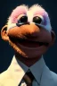 Placeholder: Waist up muppet Portrait, Vladimir Putin as muppet doll, Black suit, photo studio, blue background, unreal engine 5, concept art, art station, god lights, ray tracing, RTX, lumen lighting, ultra detail, volumetric lighting, 3d.