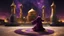 Placeholder: Hyper Realistic Sufi Whirling on stone floor with maroon, purple & Golden Islamic Sufi Rustic Grungy Background outside black-&-golden marble Islamic monument at dark night, heavy-fig with stars on sky showing dramatic & cinematic ambiance.