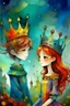 Placeholder: abstract, fantasy, make me small prince and girl ap p 9-10 years old, for book, both should be same age