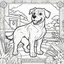 Placeholder: coloring book page of a dog