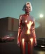 Placeholder: retro sci-fi portrait image from 1980, supermarket parking explosions, fire, scared people, blonde woman walking, sweet Kate moss face, tight latex suit, soft color, highly detailed, unreal engine 5, ray tracing, RTX, lumen lighting, ultra detail, volumetric lighting, 3d, finely drawn, high definition, high resolution.