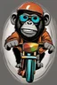 Placeholder: Ape riding on a fast scooter, with sunglasses, making a silly face, cartoonize, logo