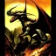 Placeholder: Death Dealer killing a dragon by Frank Frazetta style