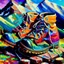 Placeholder: moutain shoes , art, oil colors, bright,