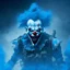 Placeholder: a ghost clown from hell in the battlefield with blue background