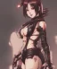 Placeholder: Detailed cute anime Kunoichi female demon looking behind her creepily in a fire ,bodysuit, intricate details, full body portrait, keep head in frame, slight smile, black Japanese motif, concept art, highly detailed, digital painting, concept art, sharp focus, illustration, art by Yoji Shinkawa, WLOP and greg rutkowski and alphonse mucha and artgerm and yanjun Chen and Junji ito and Makoto Shinkai, HDR, octane render