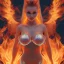 Placeholder: woman made of fire, fire angel, full body portrait, long flowing hair, only wearing bikini made of fire, highly detailed, real life photo, photo quality, extremely detailed, high quality, standing in fire, highly detailed, fire wings