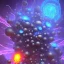 Placeholder: Spherical Frost metal magic armoured lightning Mycelium giant blob MUSHROOM flower erupting with BLUE FLAMES hellfire abyss stars SPACE lANDSCAPE