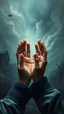 Placeholder: Bosch painting style nightmare , 3D , a clapping hands zoomed in, high Quality picture , 8k