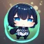 Placeholder: Clear focus,High resolution, Black short fluffy hair, and blue eyes, Chibi