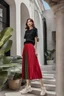 Placeholder: full body Spring 2024 Women's Pleated Skirt Fashion and Color,modern city scape,