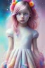 Placeholder: a little girl,brown eyes, pink hair, colorful, watercolor splash, white dress, rainbow flowers, in the style of Camilla d'Errico, hyper detailed, beautiful, complex, trending on artstation, cryengine, national geographic photo, chiaroscuro