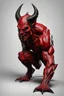 Placeholder: Realistic devil leaning forward at an angle facing left, posed as if over a shoulder, red skin, horror style, no other person.