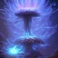 Placeholder: Spherical Frost metal magic armoured lightning Mycelium giant blob MUSHROOM flower erupting with BLUE FLAMES hellfire abyss stars SPACE lANDSCAPE