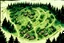 Placeholder: a map, top view of a forest, small town, farm land , comic book, post -apocalypse,