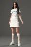 Placeholder: Billie Eilish, white stockings, skirt, t-shirt