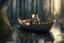 Placeholder: mouse in boat, in forest by lake, book illustration, fine detail, 4k, trending, volumetric light, depth of field