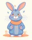 Placeholder: grey bunny happy with clothes illustration