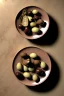 Placeholder: renaissance style still life Of Ravioli dish with natural chocolate and hazelnuts, olives, olive oil. moisture, art, natural, ornaments, marble, gold, high kitchen, smooth, gradient color background, unreal engine 5, ray tracing, RTX, lumen lighting, ultra detail, volumetric lighting, 3d.