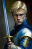 Placeholder: young blond adult royal guard swordsman with rapier