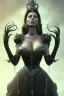 Placeholder: Sophia Loren as evil queen in black leather, cleavage, angry, stern look. character design by cory loftis, fenghua zhong, ryohei hase, ismail inceoglu and ruan jia. unreal engine 5, artistic lighting, highly detailed, photorealistic, fantasy