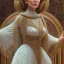 Placeholder: hyperspace background, complete and photo realistic detailed head to waist stunning photo realistic portrait of carrie fisher as Princess Leia in star wars with photo realistic updo hair by Mandy Jurgens and mucha and Richard Schmid and chuck close and chie yoshii, extraordinary and detailed ceremony dress of star wars,brown eyes