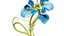 Placeholder: orchid with stem in blue and gold on a white background in futuristic style
