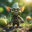 Placeholder: electric mummy gremlin t-pose upper body of gnome goblin orc made from tinted murano glass in long grass inspecting a melon ,bokeh like f/0.8, tilt-shift lens 8k, high detail, smooth render, down-light, unreal engine,bokeh like f/0.8, tilt-shift lens 8k, high detail, smooth render, down-light, unreal engine