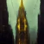 Placeholder: Gotham city, Neogothic architecture,golden ornament, by Jeremy mann, point perspective,