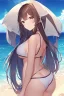 Placeholder: anime waifu at the beach in a bikini with her back turned